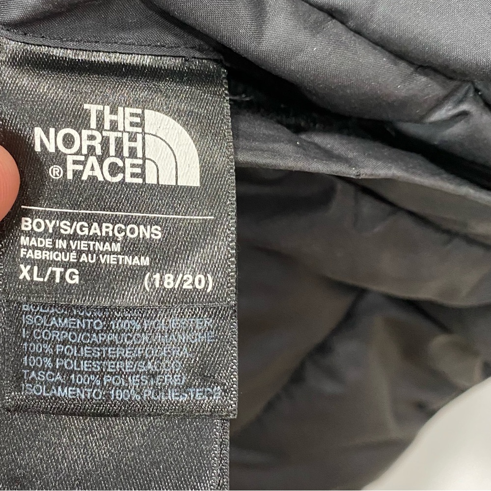The North Face Black Neon Camo Reversible Puffer Jacket Boys XL Full Zip Coat - Picture 9 of 15